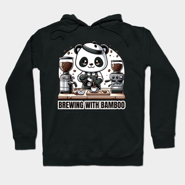 Barista Panda - Brewing With Bamboo Coffee Lover Shirt Hoodie by vk09design